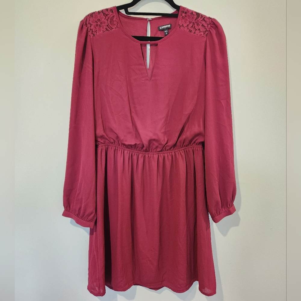 Express Wine Long Sleeve Dress